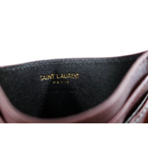 Saint Laurent Portacarte Pelle Bordeaux