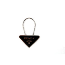 Prada Portachiavi Ottone Argento e Nero