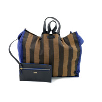 Fendi Shopping Tessuto Blu e Marrone