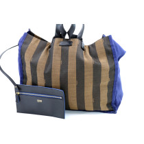 Fendi Shopping Tessuto Blu e Marrone