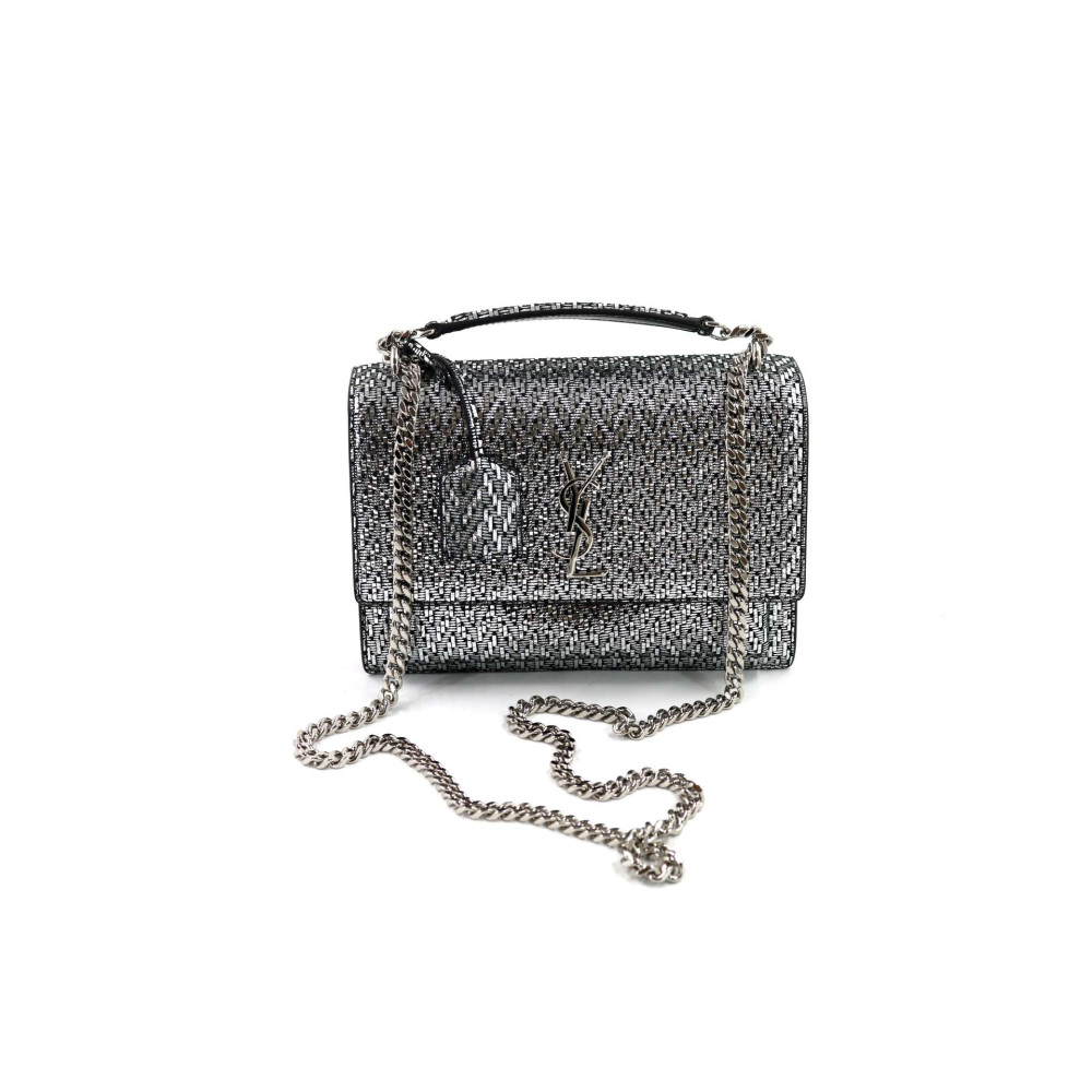 Saint Laurent Sunset Tessuto Nero e Argento