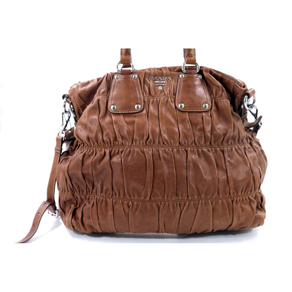 Prada Shopping Goffrata Pelle Marrone
