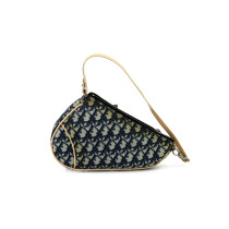 Dior Saddle Vintage Tela Oblique Blu