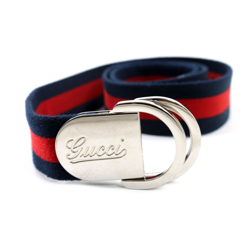 Gucci Cintura Tela Blu e Rossa