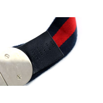 Gucci Cintura Tela Blu e Rossa