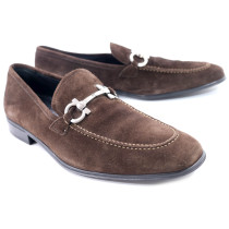 Ferragamo Mocassini Pelle Scamosciata Marrone