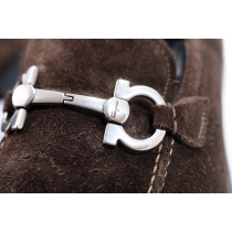Ferragamo Mocassini Pelle Scamosciata Marrone
