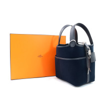 Hermes Picotin Lock 18 Pocket Tela e Pelle Blu