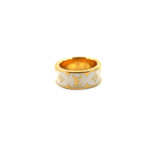Louis Vuitton Anello Nanogram Enamel Metallo Bianco