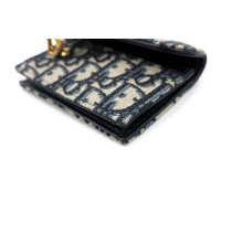 Dior Portacarte Bloom Saddle Oblique Tela Blu