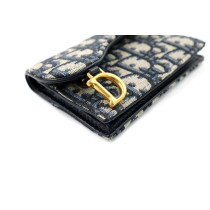 Dior Portacarte Bloom Saddle Oblique Tela Blu
