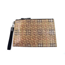 Burberry Pochette Tela e Plastica Marrone
