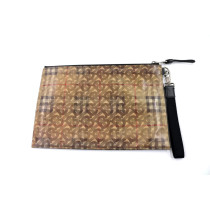 Burberry Pochette Tela e Plastica Marrone