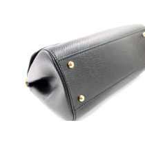 Dolce & Gabbana Sicily Media Pelle Saffiano Nera