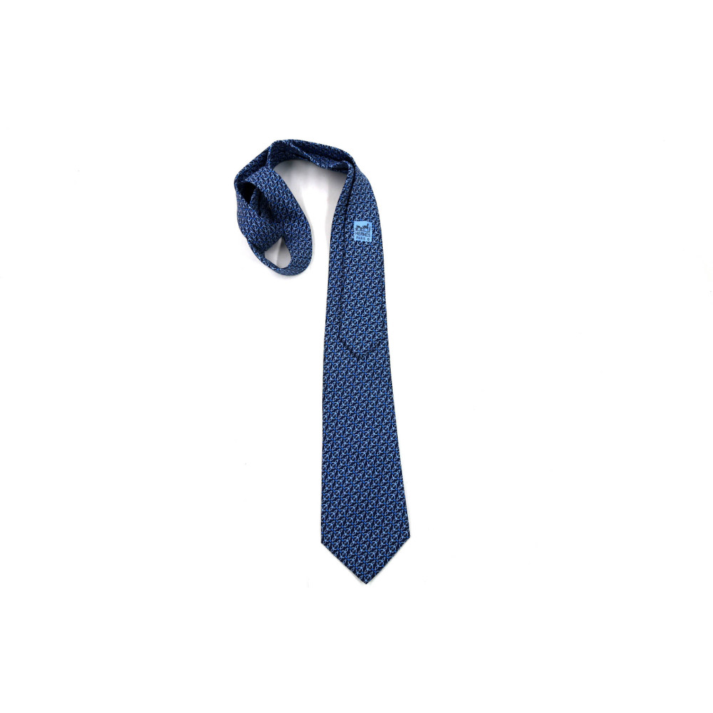 Hermes Cravatta Seta Blu e Azzurra