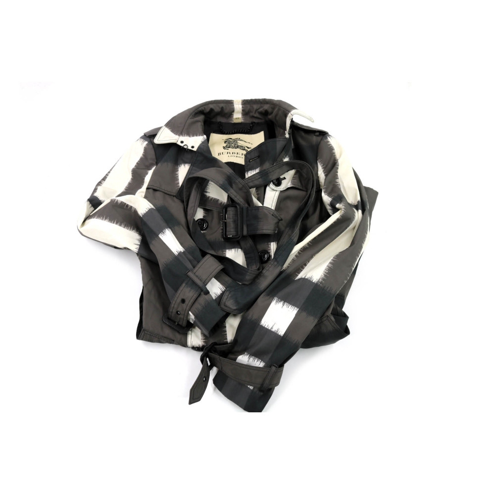Burberry Trench Polyestere Bianco e Nero