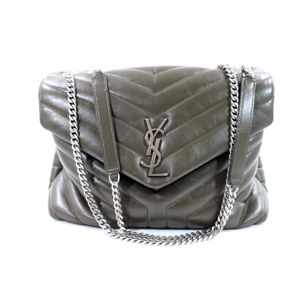 Saint Laurent Lou Lou Media Pelle Verde Oliva