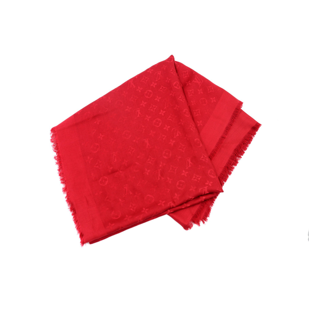 Louis Vuitton Stola Seta e Lana Monogram Rosso