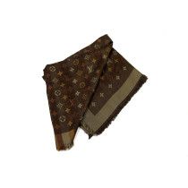 Louis Vuitton Stola Seta e Lana Monogram Oro e Marrone