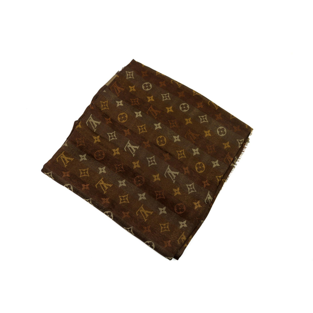 Louis Vuitton Stola Seta e Lana Monogram Oro e Marrone