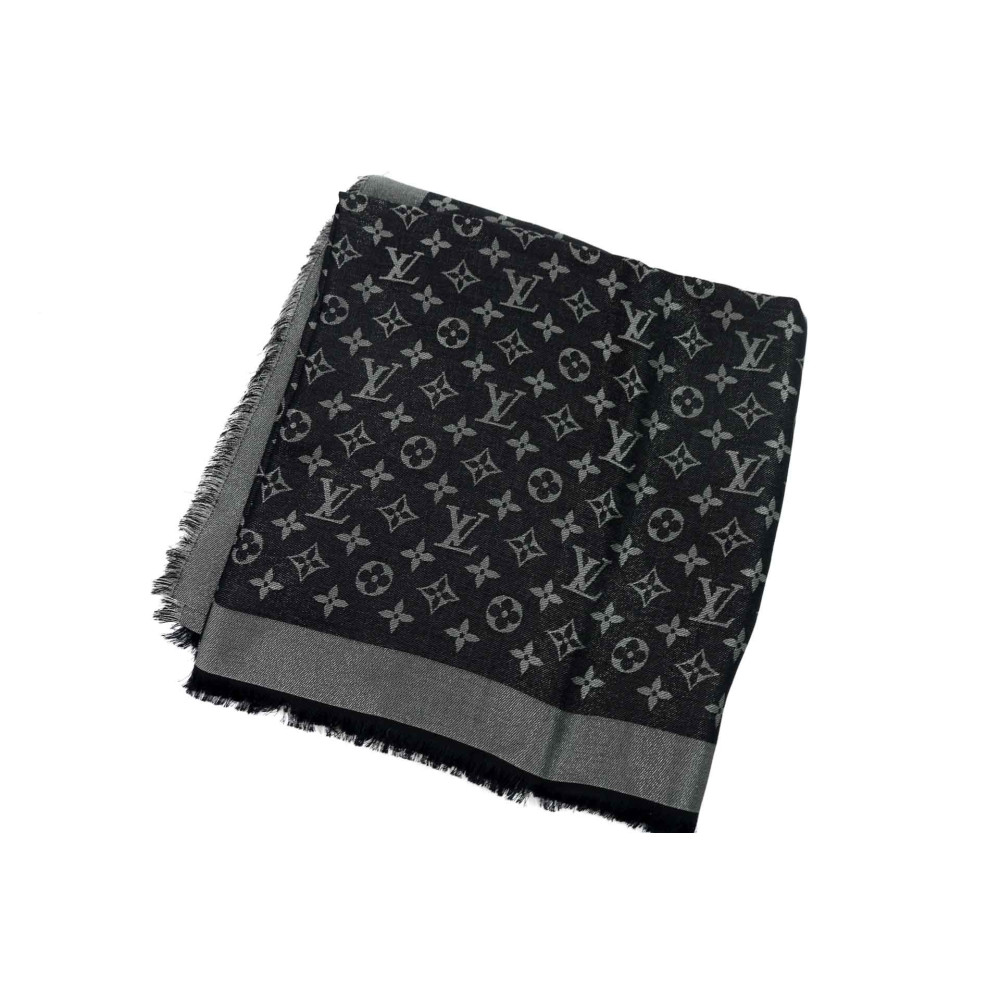 Louis Vuitton Stola Seta, Lurex e Lana Monogram Nero e Grigio
