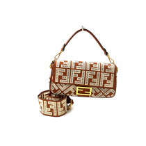Fendi Baguette Pelle e Pizzo Marrone
