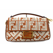 Fendi Baguette Pelle e Pizzo Marrone