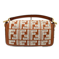 Fendi Baguette Pelle e Pizzo Marrone