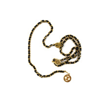 Chanel Collana Cintura Metallo Oro e Pelle Nera