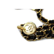 Chanel Collana Cintura Metallo Oro e Pelle Nera