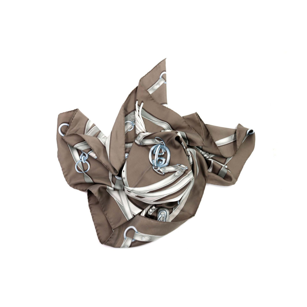 Gucci Foulard Seta Taupe Marrone