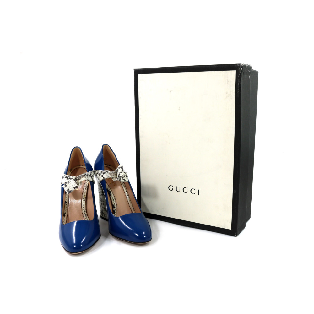 Gucci Scarpe Pelle Blu Elettrico