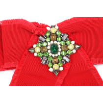 Gucci Spilla Tessuto Rosso e Strass