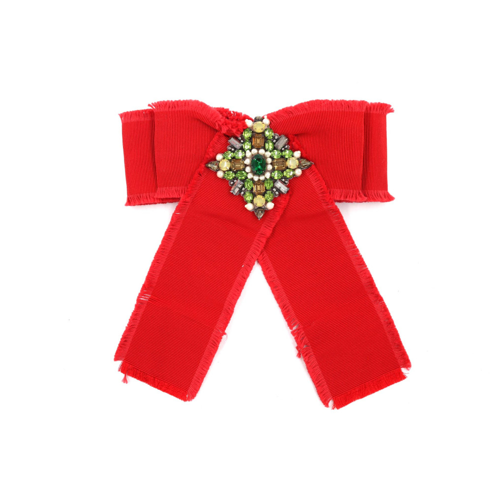 Gucci Spilla Tessuto Rosso e Strass