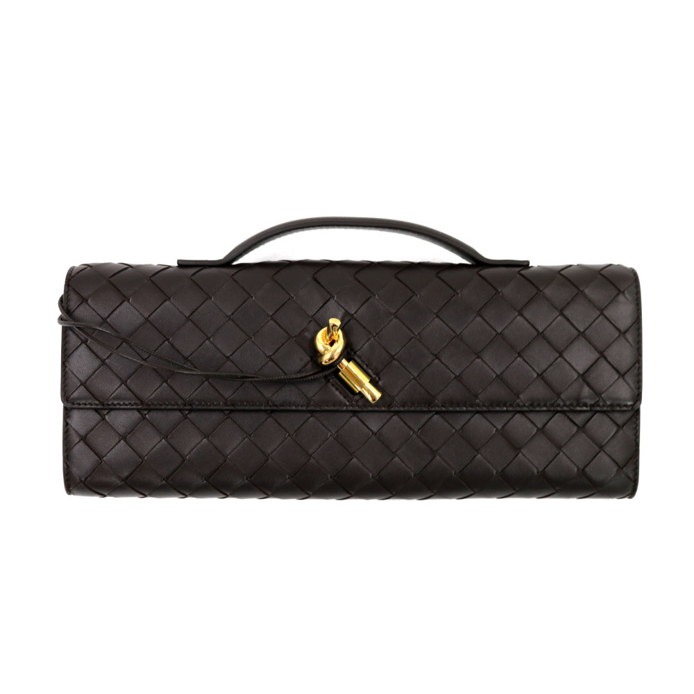 Bottega Veneta Andiamo Clutch Pelle Marrone