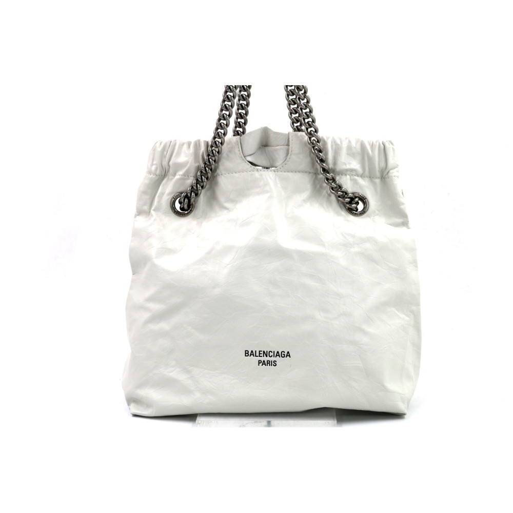 Balenciaga Crush Tote Pelle Bianca