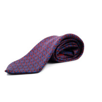 Hermès Cravatta Seta con fantasia rosso e blu