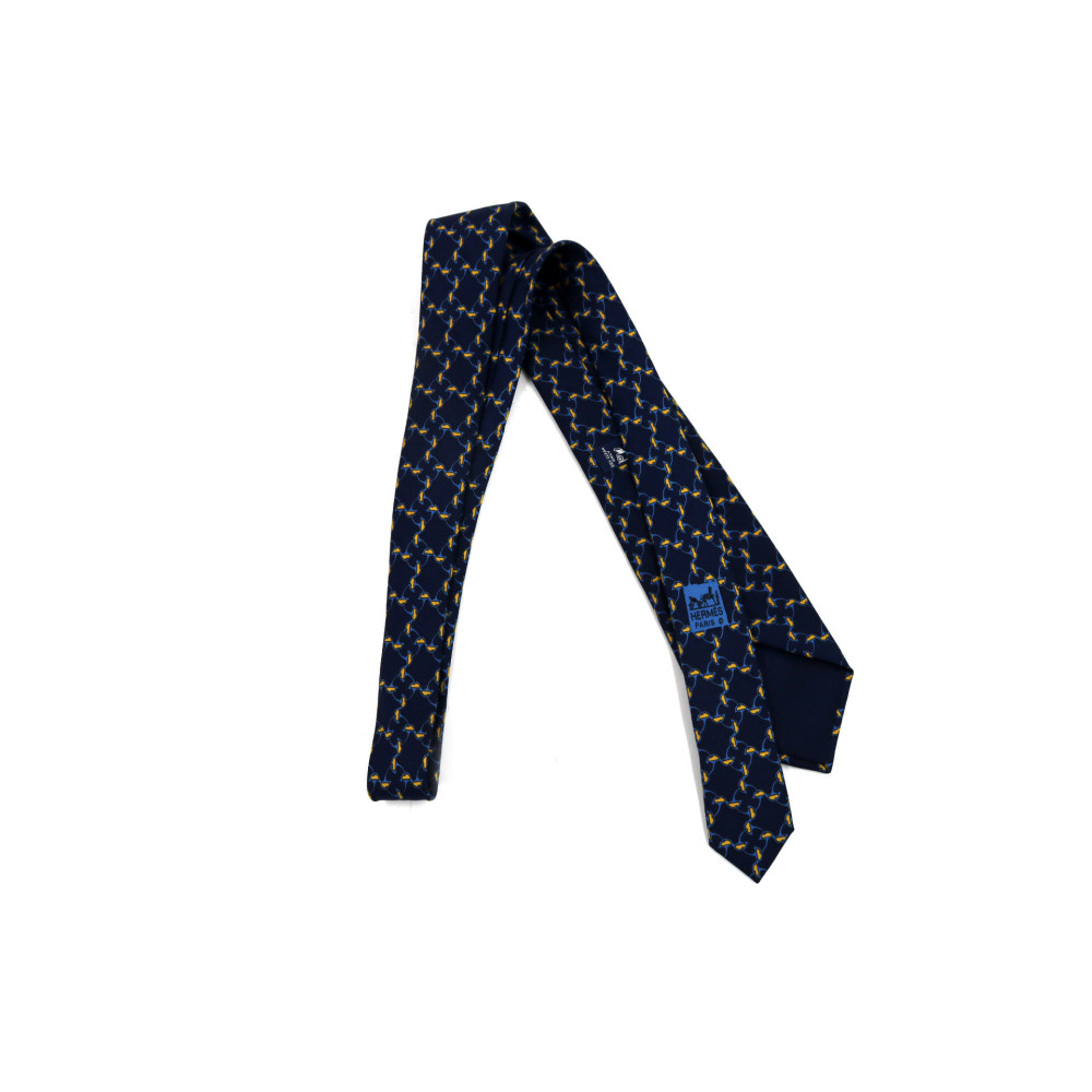 Hermès Cravatta con fantasia Astratta Blu, Azzurra e Gialla
