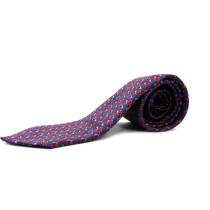 Hermès Cravatta Multicolor con fantasia Blu, rosso e arancio