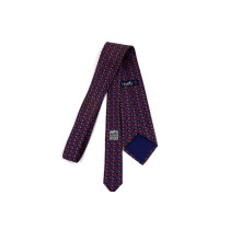 Hermès Cravatta Multicolor con fantasia Blu, rosso e arancio