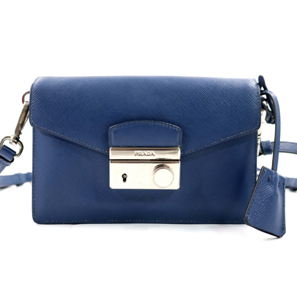 Prada Crossbody Flap Bag Pelle Blu