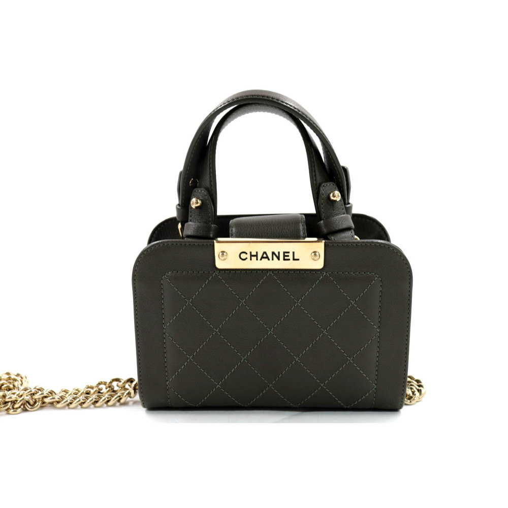 Chanel Label Click Mini Pelle Tortora