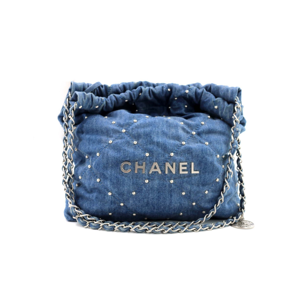 Chanel 22 Media Denim Blu