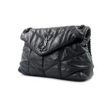 Saint Laurent Puffer Media Pelle Nera