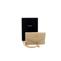 Saint Laurent Pochette Cassandre Pelle Dark Beige