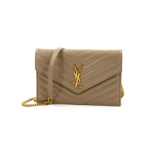 Saint Laurent Pochette Cassandre Pelle Dark Beige