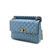 Valentino Rockstud Tessuto Moirè Azzurro