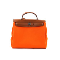 Hermes Herbag 31 Tessuto e Pelle Arancio