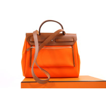 Hermes Herbag 31 Tessuto e Pelle Arancio