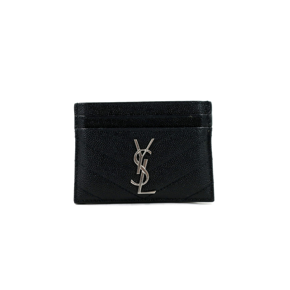 Saint Laurent Portacarte Cassandre Matelassè Pelle Nera